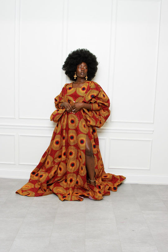 African print maxi ball gown. Long African print dress.