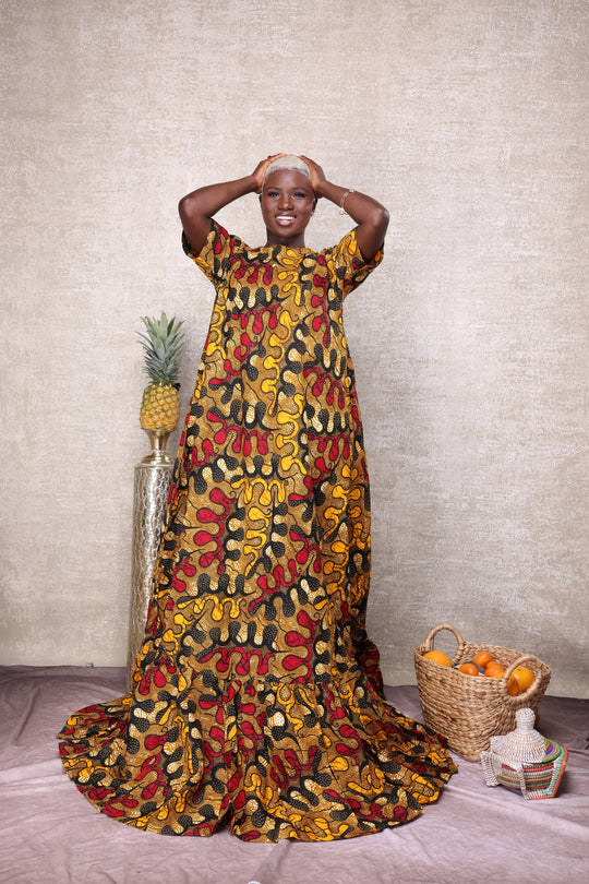 Beautiful African Print Dress, Long African Print A-line Dress.