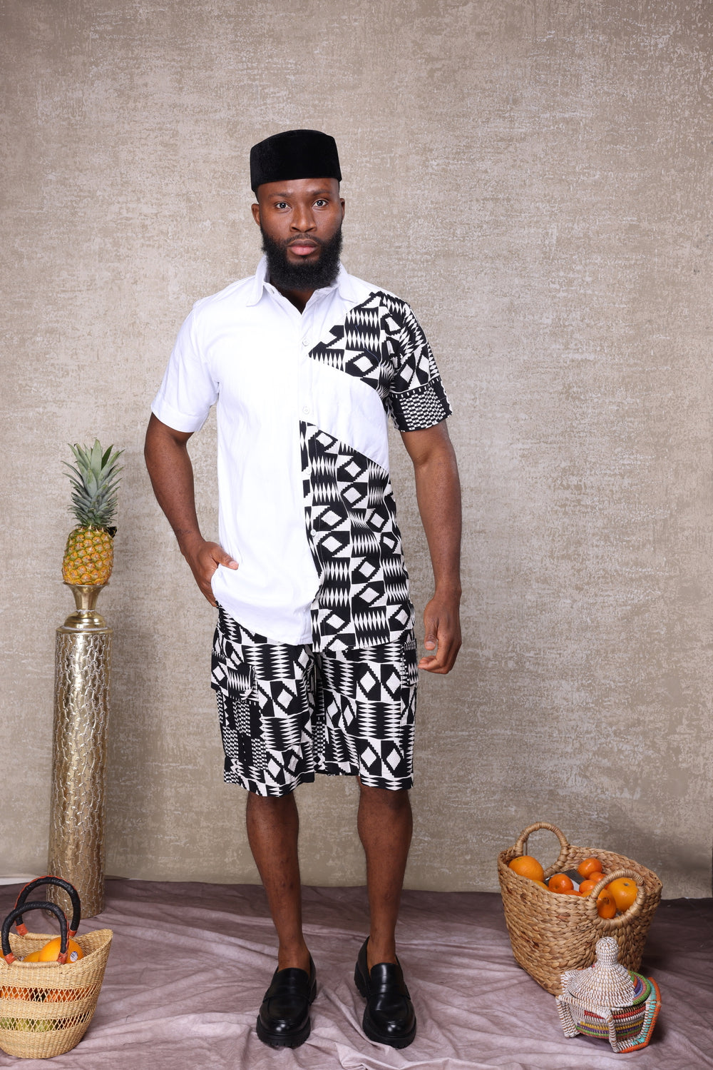 African print men shorts set, men 2pieces set.