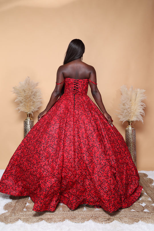 Royalty African print corset ball gown.