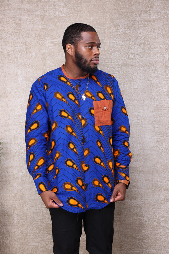 African print long sleeves men shirt.