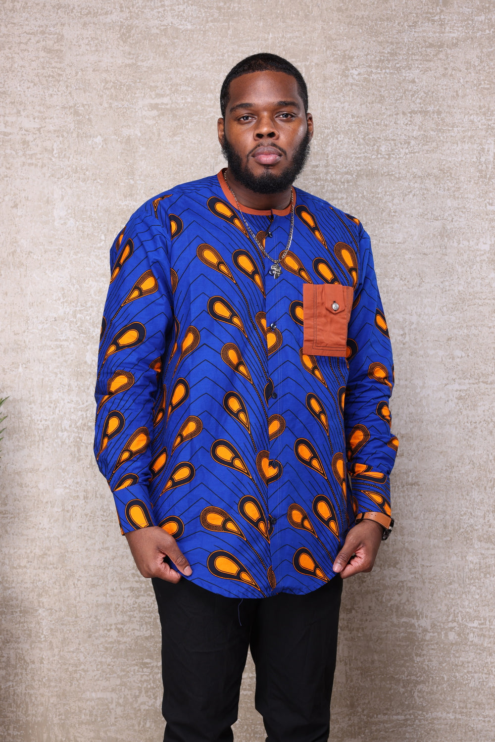 African print long sleeves men shirt.