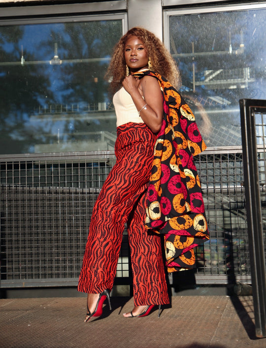 African Print 2pcs Wide Leg Pants Set. Kimono Set.