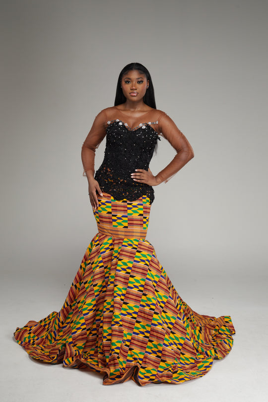 African print mermaid dress, African print wedding/prom dress.