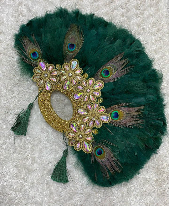 African Traditional Weddings Bridal Feather Hand Fan. Classic Traditional Engagement Feather Hand Fans.