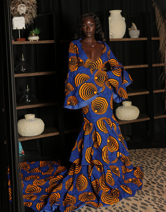 African print mermaid dress,African print prom/wedding dress.