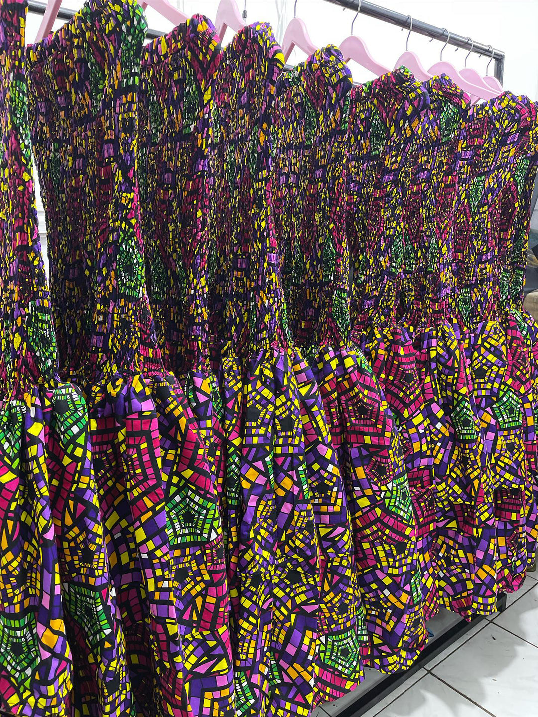 African print stretchy high waist bell bottom pants.