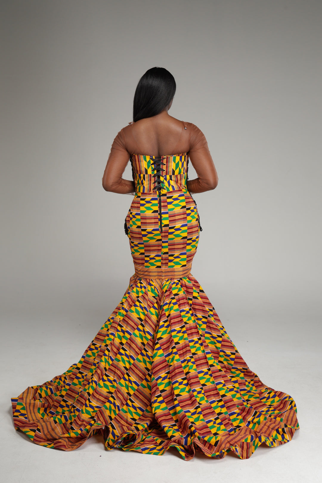 African print mermaid dress, African print wedding/prom dress.