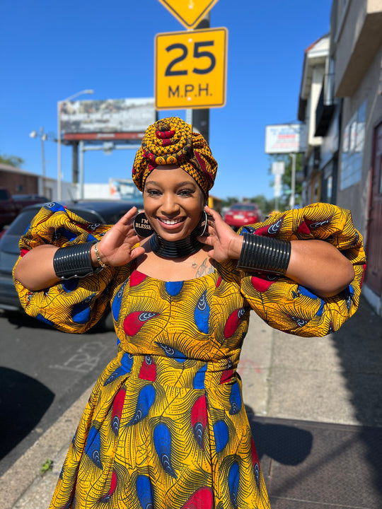 African Print Pre Tied Headwrap.