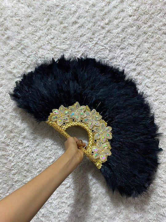 African Traditional Weddings Bridal Feather Hand Fan. Classic Traditional Engagement Feather Hand Fan.