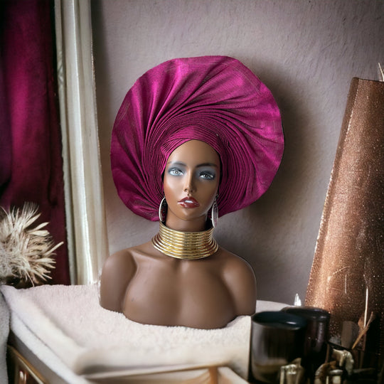 Traditional wedding autogele, pre-tied headwrap/headgear, asooke gele.