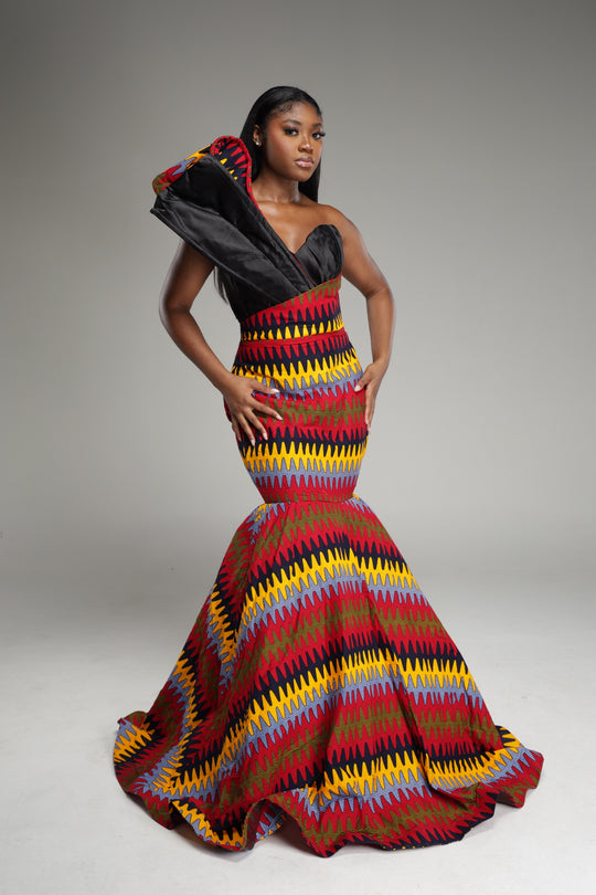 African print mermaid dress, African print wedding/prom dress.