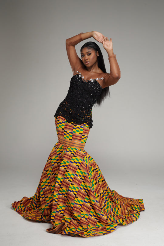 African print mermaid dress, African print wedding/prom dress.