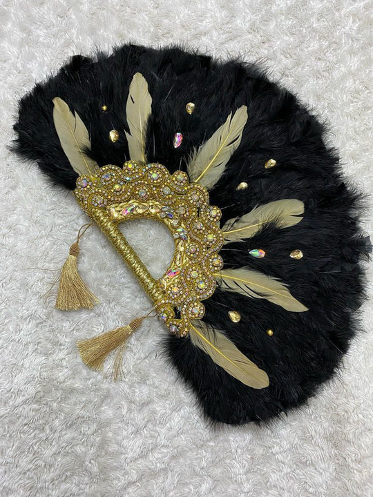 African Traditional Weddings Bridal Feather Hand Fan. Classic Traditional Engagement Feather Hand Fans.