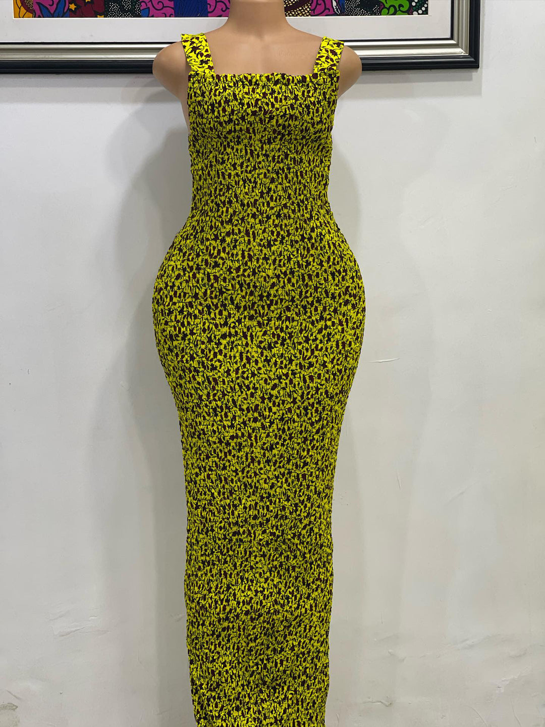 African print stretchy bodycon dress.