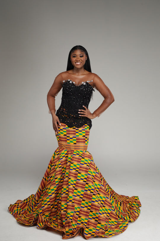 African print mermaid dress, African print wedding/prom dress.