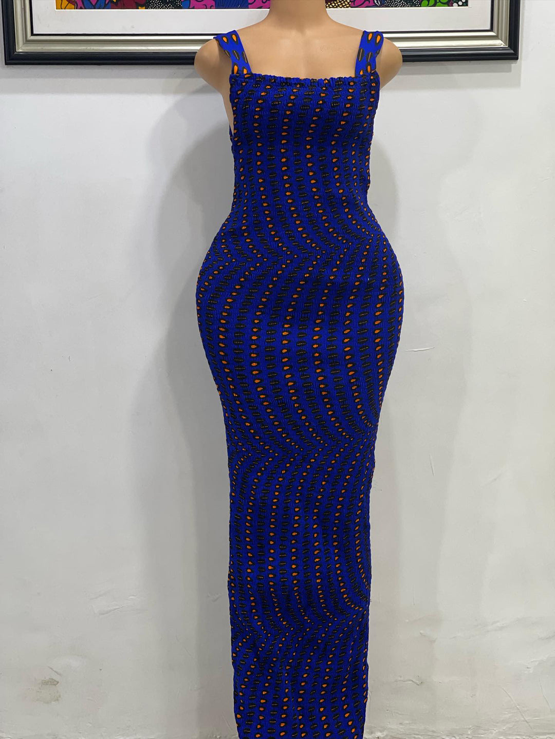 African print stretchy bodycon.