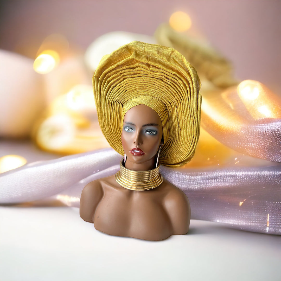 Traditional wedding autogele, pre-tied headwrap/headgear, asooke gele.