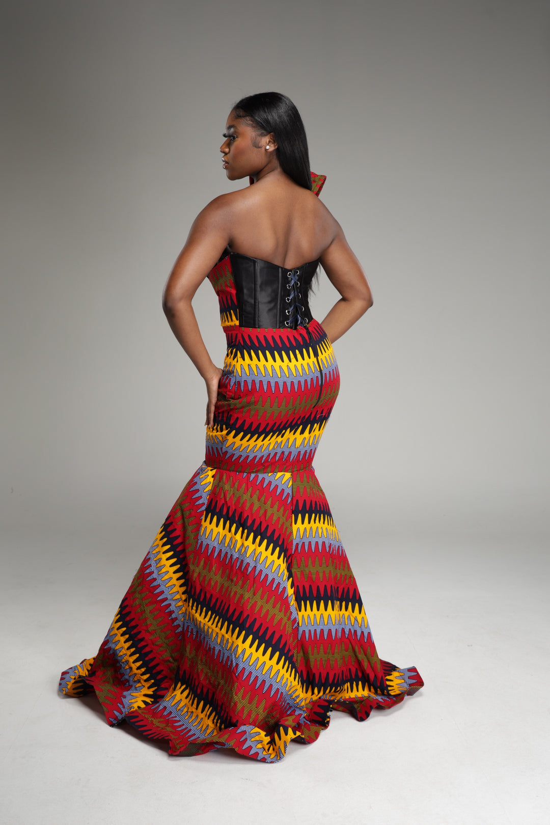 African print mermaid dress, African print wedding/prom dress.