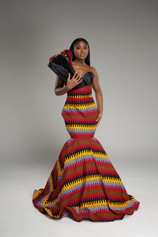 African print mermaid dress, African print wedding/prom dress.