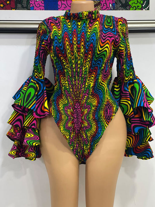 African print stretchy bodysuit.💥