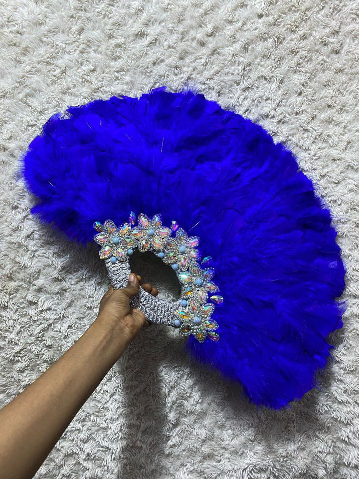 African Traditional Weddings Bridal Feather Hand Fan. Classic Traditional Engagement Feather Hand Fan.