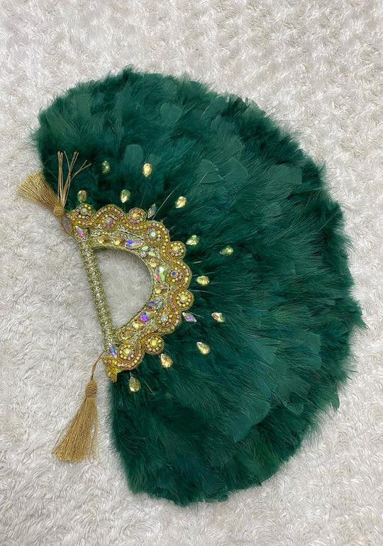 African Traditional Weddings Bridal Feather Hand Fan. Classic Traditional Engagement Feather Hand Fans.