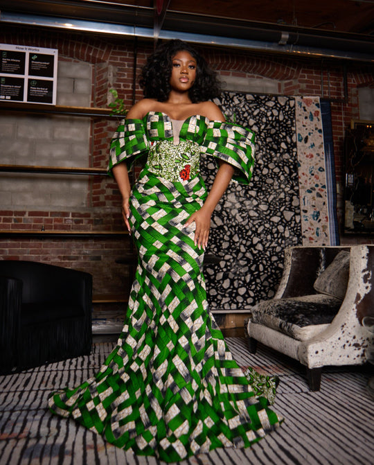 African print reception dress, African print wedding/prom dress, African print mermaid dress.