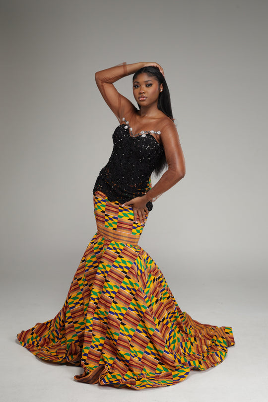 African print mermaid dress, African print wedding/prom dress.