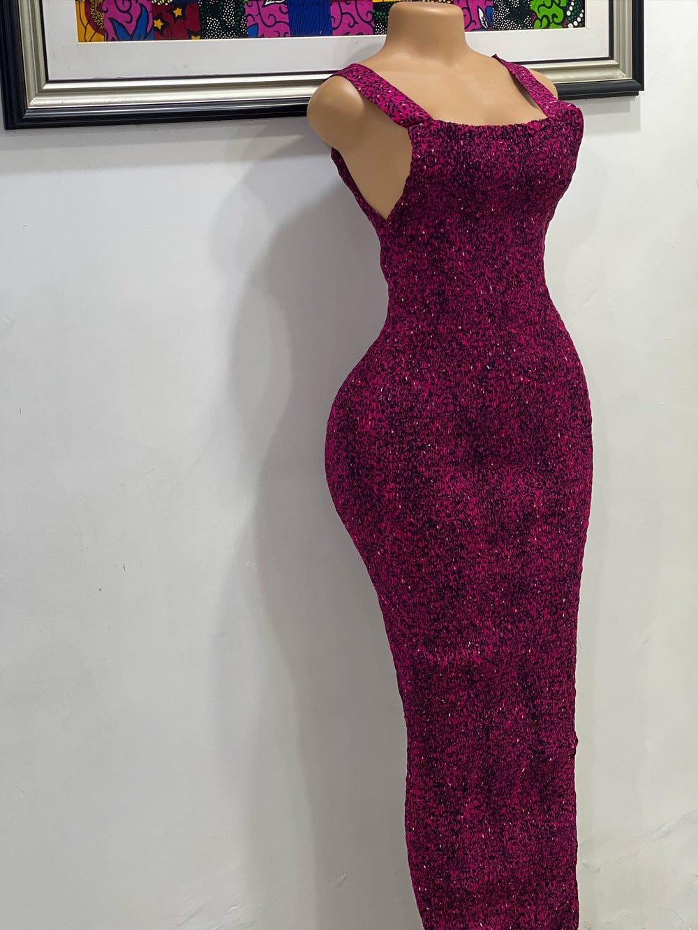 African print stretchy bodycon dress.