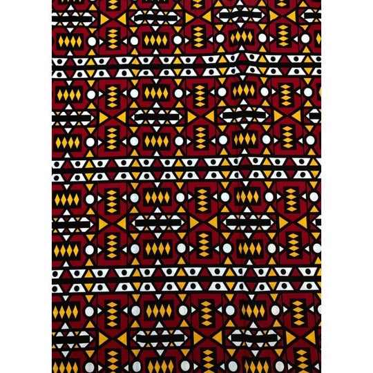 African Print Angola wax "Red, White and Yellow" - K.D.Kollections Store