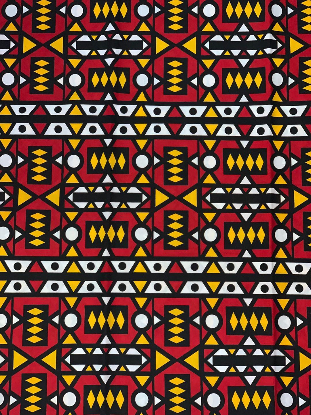 African Print Angola wax "Red, White and Yellow" - K.D.Kollections Store