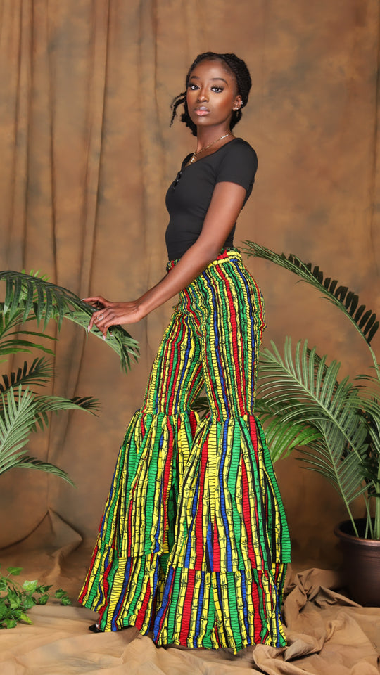 African print two layers bell bottom pants.