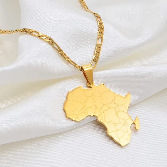 Unisex African map necklace
