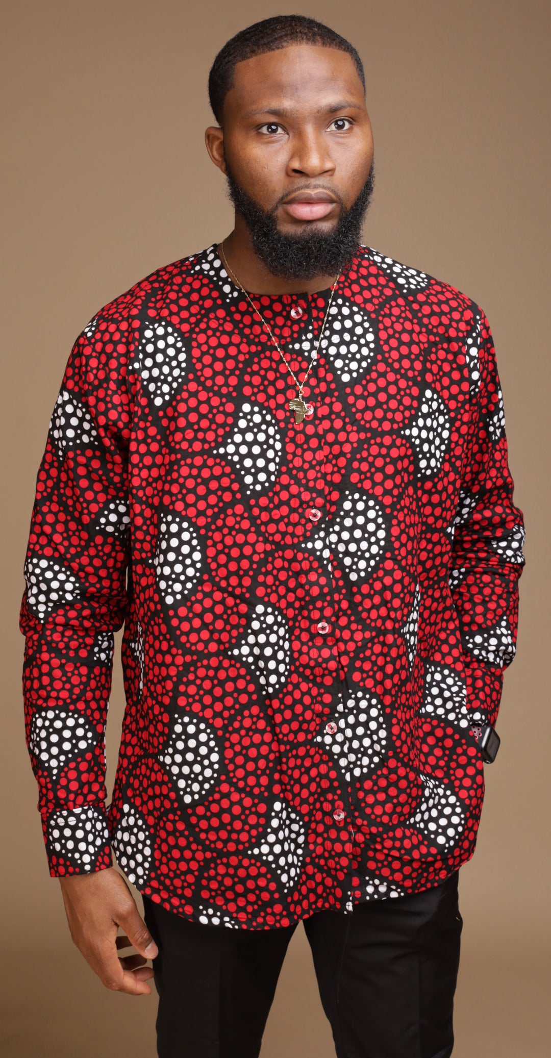 African print long sleeve men shirt.