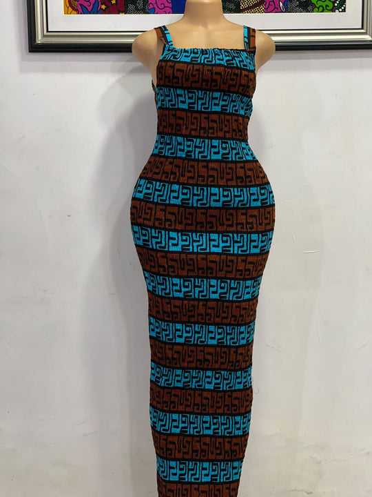 African print stretchy bodycon dress.