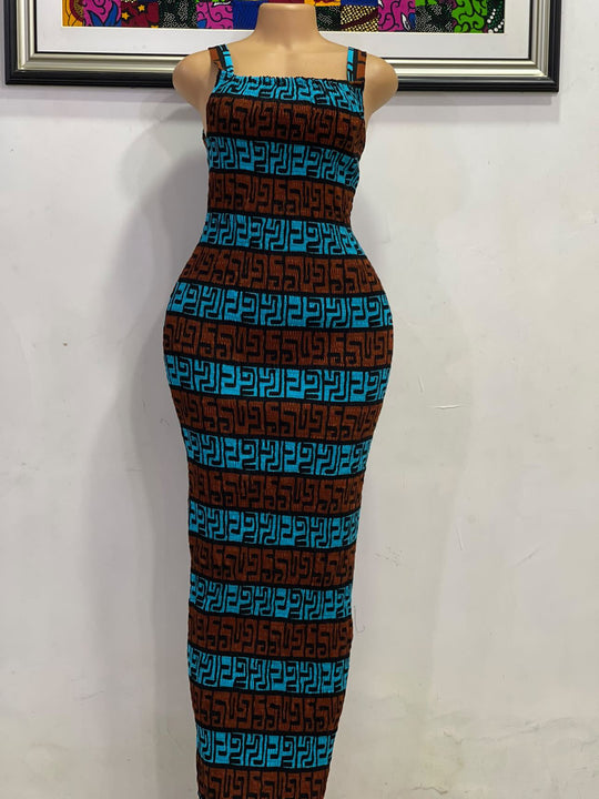 African print stretchy bodycon dress.