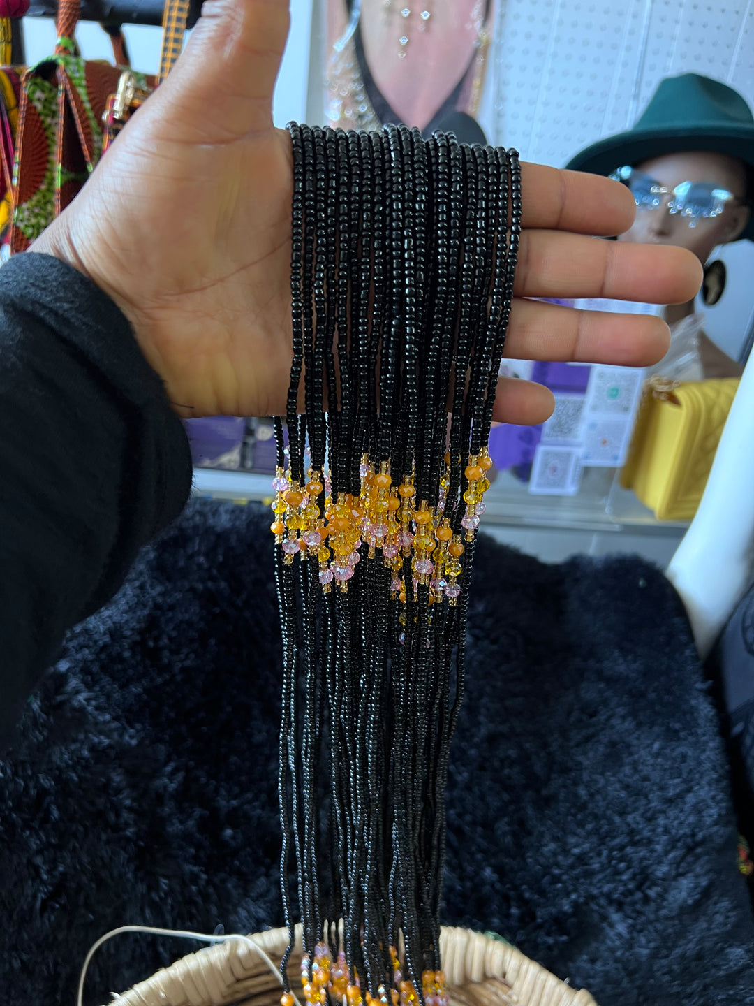 Black🖤crystal waist beads❤️‍🔥