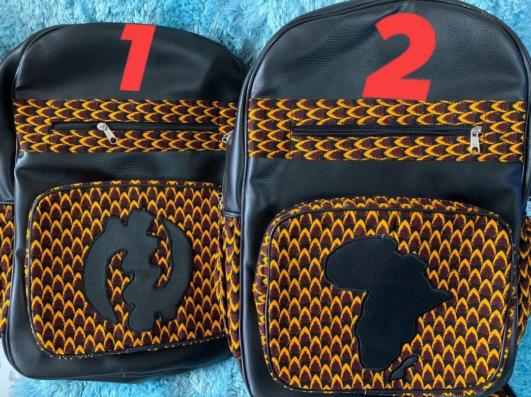 Authentic handmade kente/leather backpack - K.D.Kollections Store