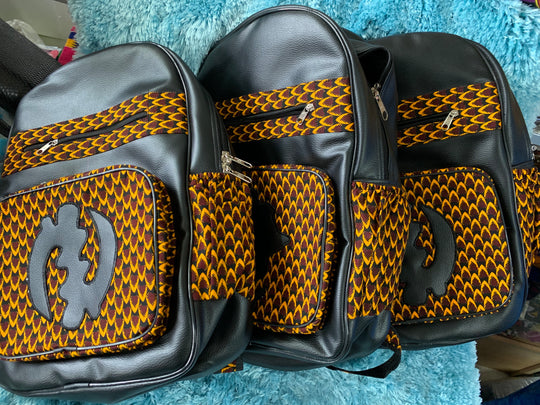 Authentic handmade kente/leather backpack - K.D.Kollections Store