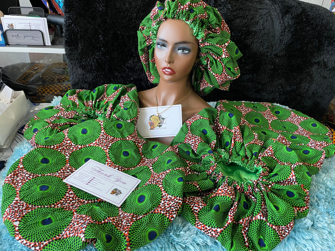 African print reversible hair bonnets - K.D.Kollections Store