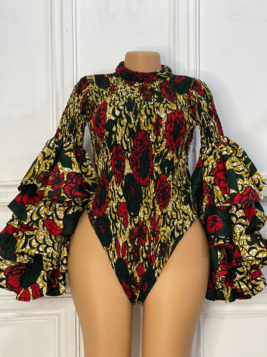 African print stretchy bodysuit 💥