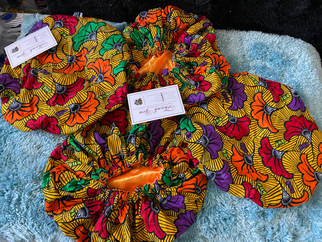 African print reversible hair bonnets. - K.D.Kollections Store