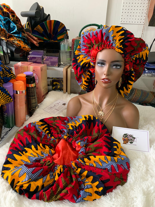 African print reversible hair bonnets - K.D.Kollections Store