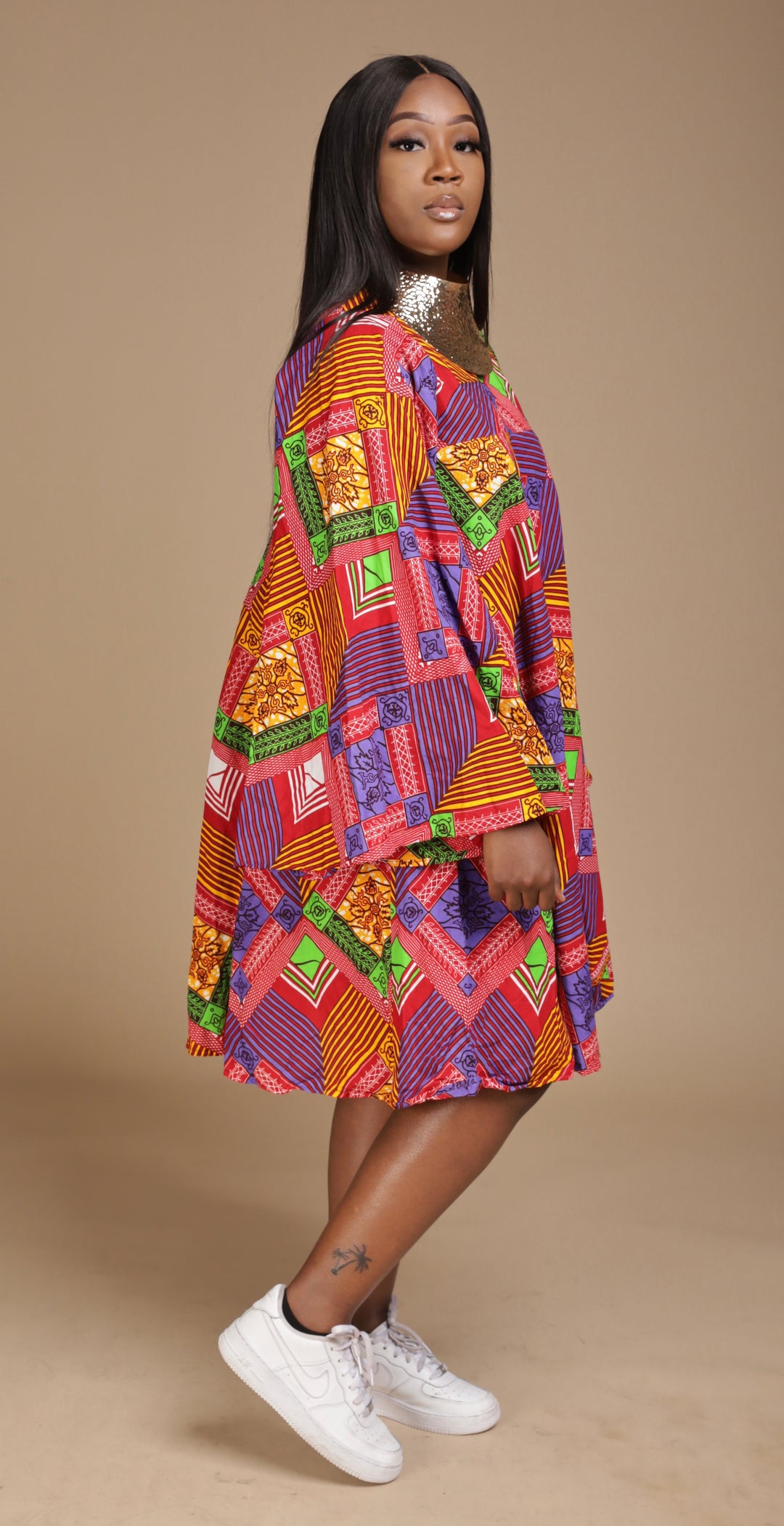 African print short dress