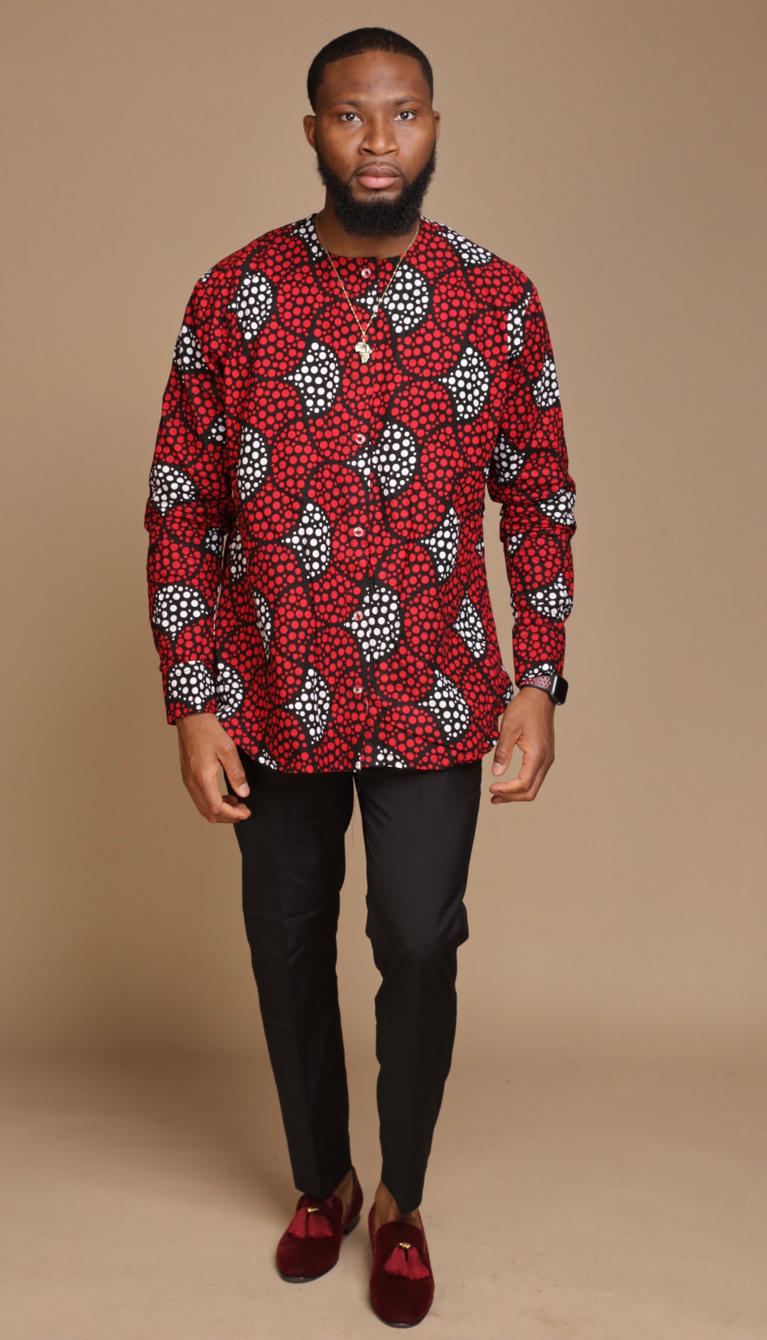 African print long sleeve men shirt.