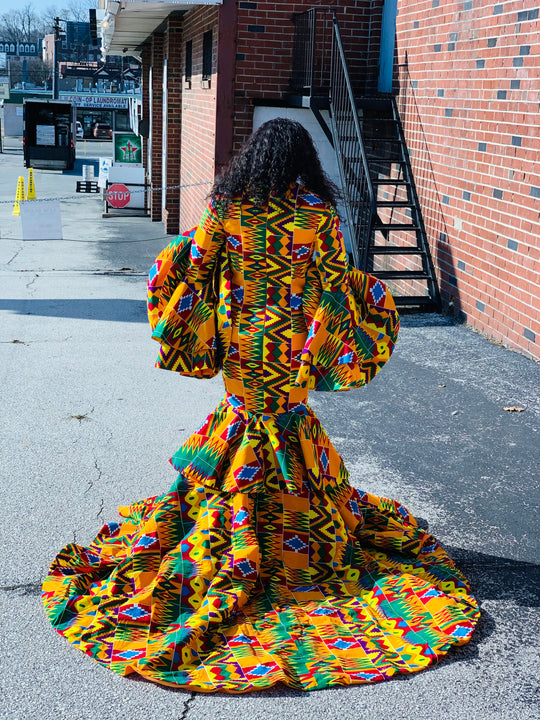 African print prom/wedding dress.