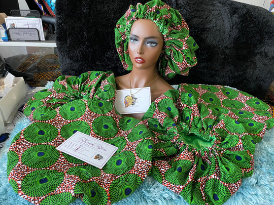 African print reversible hair bonnets - K.D.Kollections Store