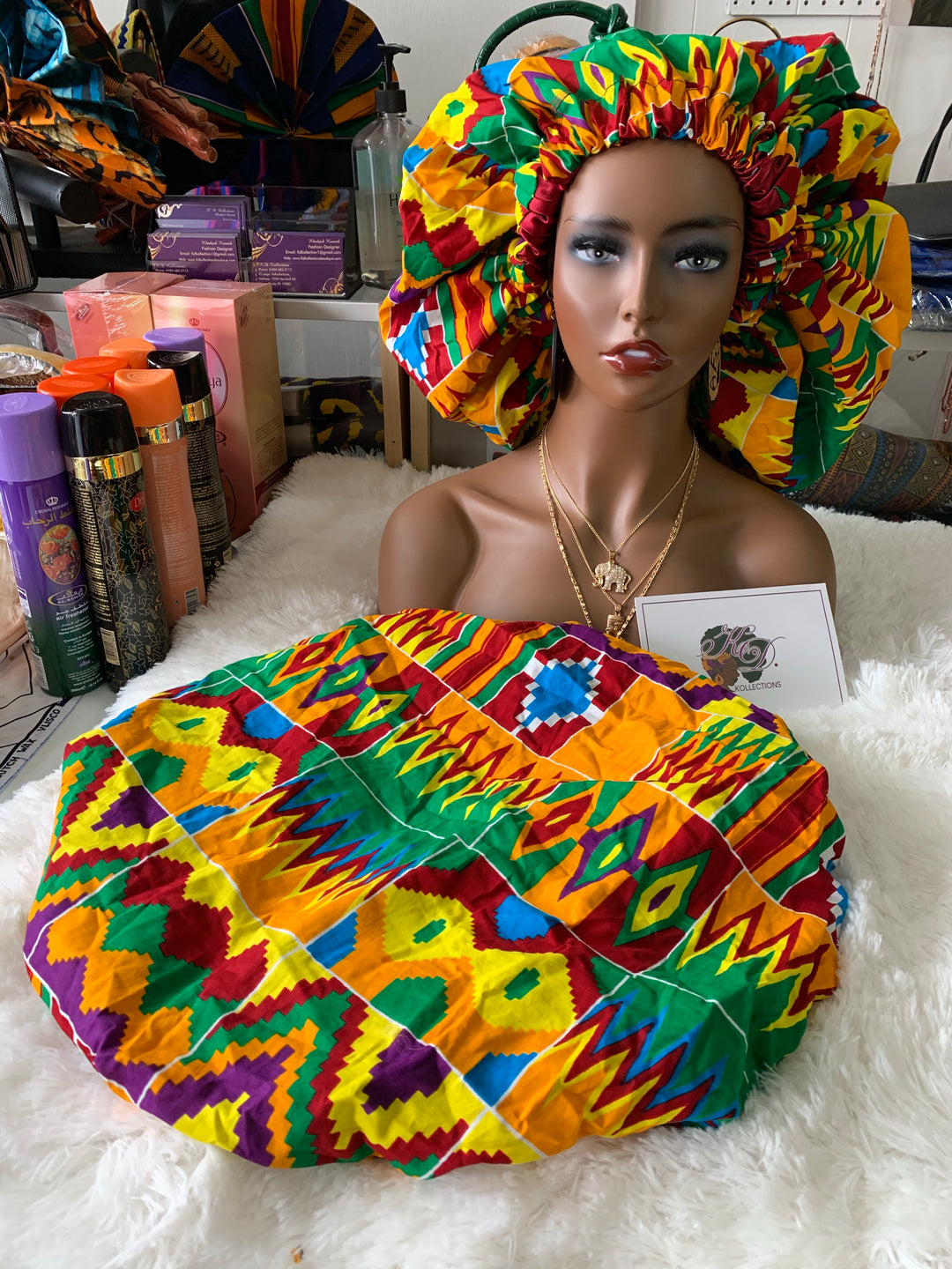 African print reversible hair bonnets. - K.D.Kollections Store