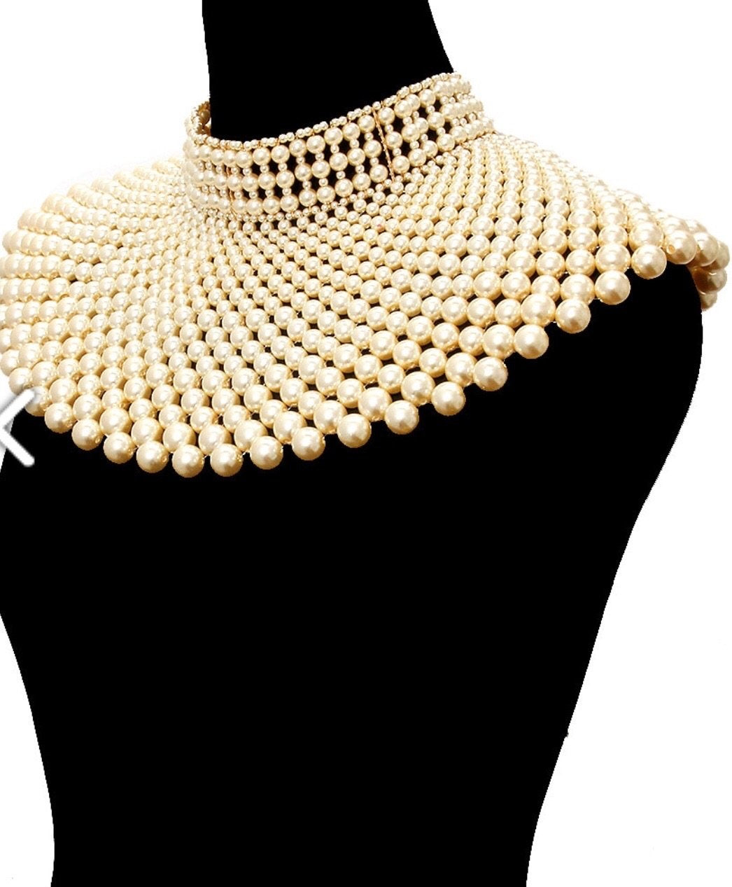 Pearl bib choker necklace - K.D.Kollections Store